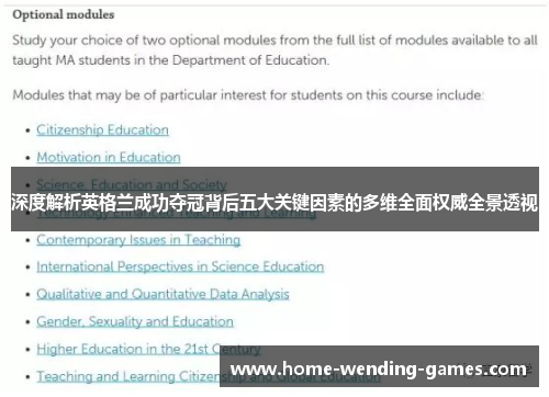 深度解析英格兰成功夺冠背后五大关键因素的多维全面权威全景透视 深度解析英格兰成功夺冠背后五大关键因素的多维全面权威全景透视